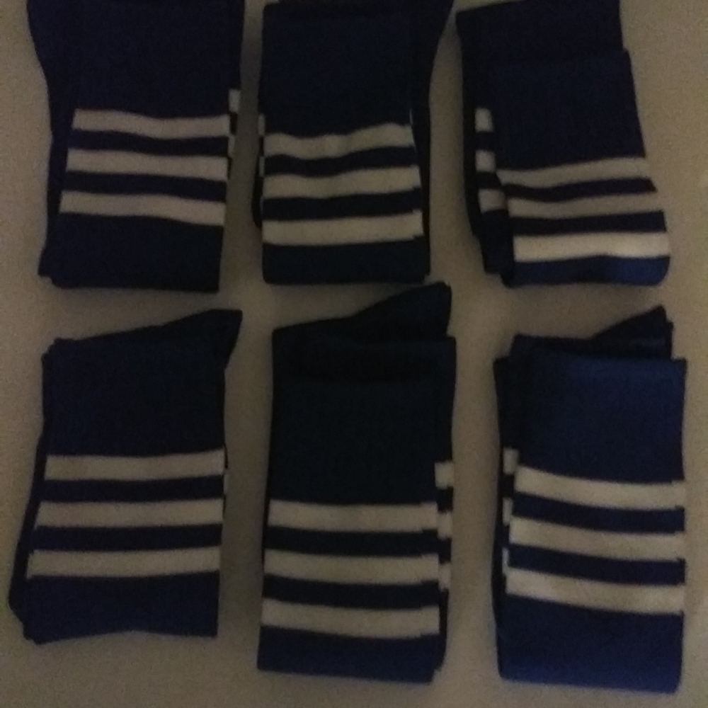 Youth athletic socks blue color over the calf